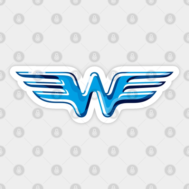 Letter W Flying Bird Wings with Embossed sparkling Metallic Effect Sticker by GeeTee